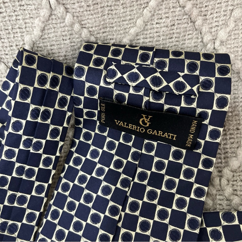VALERIO GARATI - Men’s Neck Tie ‎ 100% Silk  57”x 4” Hand Made Gold Black - Picture 4 of 6